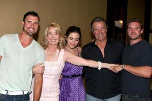 LOS ANGELES, AUG 26 - Joshua Morrow, Melody Thomas Scott, Amelia Heinle, Eric Braeden, Billy Miller attending the Young and Restless Fan Dinner 2011 at the Universal Sheraton Hotel on August 26, 2011 in Los Angeles, CA photo