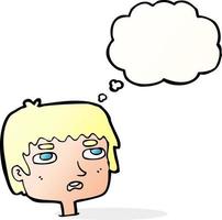 cartoon unhappy face with thought bubble vector