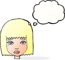 cartoon female face with thought bubble vector