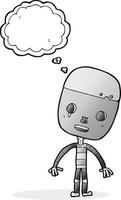 cartoon sad robot with thought bubble vector