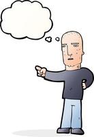 cartoon tough guy pointing with thought bubble vector