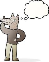 cartoon werewolf with idea with thought bubble vector