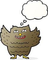 cartoon happy owl with thought bubble vector