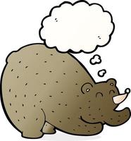 cartoon stretching bear with thought bubble vector