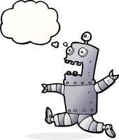 cartoon terrified robot with thought bubble vector