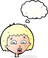 cartoon shocked expression  with thought bubble vector