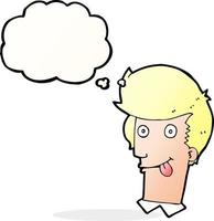 cartoon man with tongue hanging out with thought bubble vector