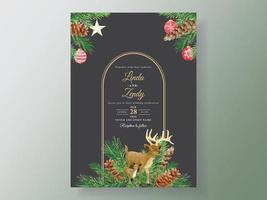 hermosa plantilla de tarjeta de invitación de boda con tema navideño vector