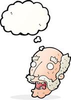 cartoon shocked old man with thought bubble vector