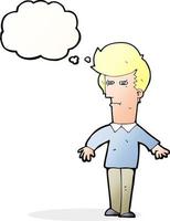 cartoon suspicious man with thought bubble vector