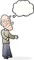 cartoon old man with mustache with thought bubble vector