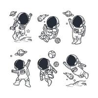 Minimalist Tattoo Astronaut Set vector