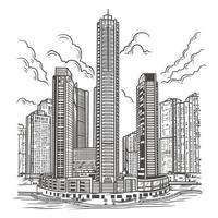 Cityscape Handdrawn Aesthetic Background vector