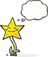 cartoon star flower with thought bubble vector