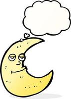 happy cartoon moon with thought bubble vector