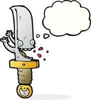 crazy knife cartoon character with thought bubble vector