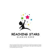 Reaching Stars Logo Design Template. Dream star logo vector. Emblem, Colorful, Creative Icon Symbol vector