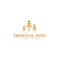 plantilla de vector de diseño de logotipo de árbol de pino, ilustración de conceptos de logotipo de bosque tropical.