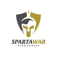 vector del logotipo del guerrero espartano del escudo. plantilla de diseño de logotipo de casco espartano. símbolo de icono creativo
