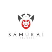 vector de diseño de logotipo de cabeza samurai. plantilla de logotipo de guerrero samurai