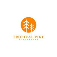 plantilla de vector de diseño de logotipo de árbol de pino, ilustración de conceptos de logotipo de bosque tropical.