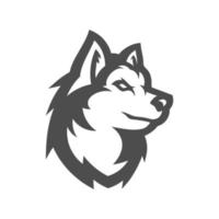 diseño de logotipo de ilustración de cabeza de lobo. arte vectorial de la mascota lobo. imagen simétrica frontal del lobo que parece peligroso. vector