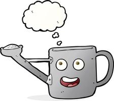 watering can cartoon with thought bubble vector