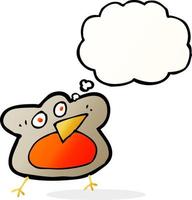 funny cartoon robin with thought bubble vector