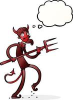 cartoon devil with pitchfork with thought bubble vector