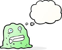 cartoon slime creature with thought bubble vector