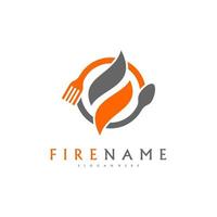 Fire Food logo template, Hot Food Logo designs concept vector