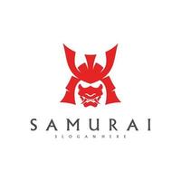 vector de diseño de logotipo de cabeza samurai. plantilla de logotipo de guerrero samurai