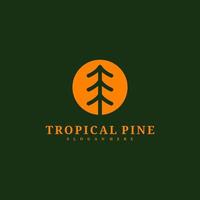 plantilla de vector de diseño de logotipo de árbol de pino, ilustración de conceptos de logotipo de bosque tropical.