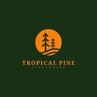 plantilla de vector de diseño de logotipo de árbol de pino, ilustración de conceptos de logotipo de bosque tropical.