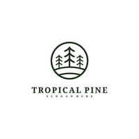 plantilla de vector de diseño de logotipo de árbol de pino, ilustración de conceptos de logotipo de bosque tropical.