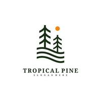 plantilla de vector de diseño de logotipo de árbol de pino, ilustración de conceptos de logotipo de bosque tropical.