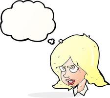 cartoon annoyed woman with thought bubble vector