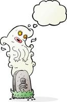 cartoon ghost rising from grave with thought bubble vector