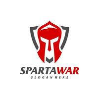 Shield Spartan Warrior Logo Vector. Spartan Helmet Logo design template. Creative icon symbol vector