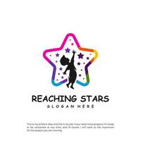 Reaching Stars Logo Design Template. Dream star logo vector. Emblem, Colorful, Creative Icon Symbol vector