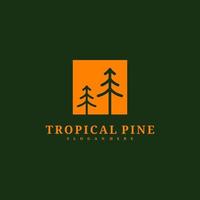 plantilla de vector de diseño de logotipo de árbol de pino, ilustración de conceptos de logotipo de bosque tropical.