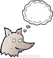 cartoon wolf head with thought bubble vector