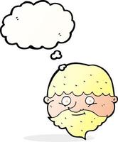 cartoon bearded man with thought bubble vector