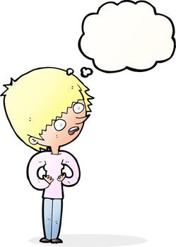 caricatura, sorprendido, mujer, con, burbuja del pensamiento vector