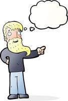 cartoon man with beard pointing with thought bubble vector