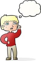 cartoon boy with question with thought bubble vector