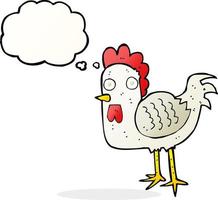 cartoon chicken with thought bubble vector