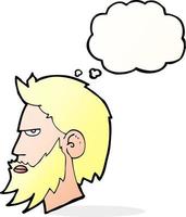 caricatura, hombre, con, barba, con, burbuja del pensamiento vector