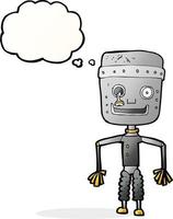 cartoon old robot with thought bubble vector