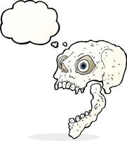 cartoon scary skull with thought bubble vector